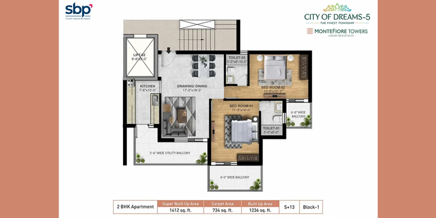 Montefiore 2 BHK Floor Plan